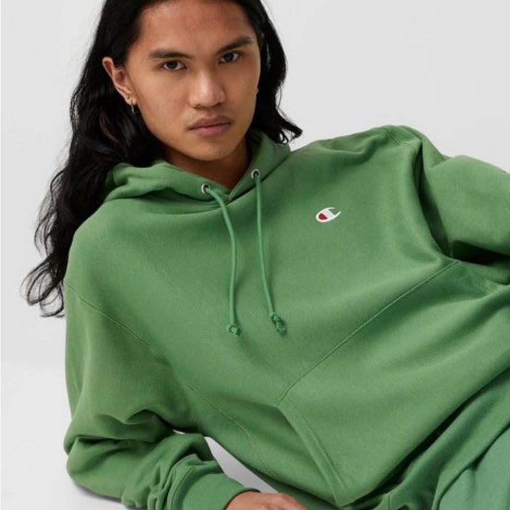 green champion reverse hoodie size small